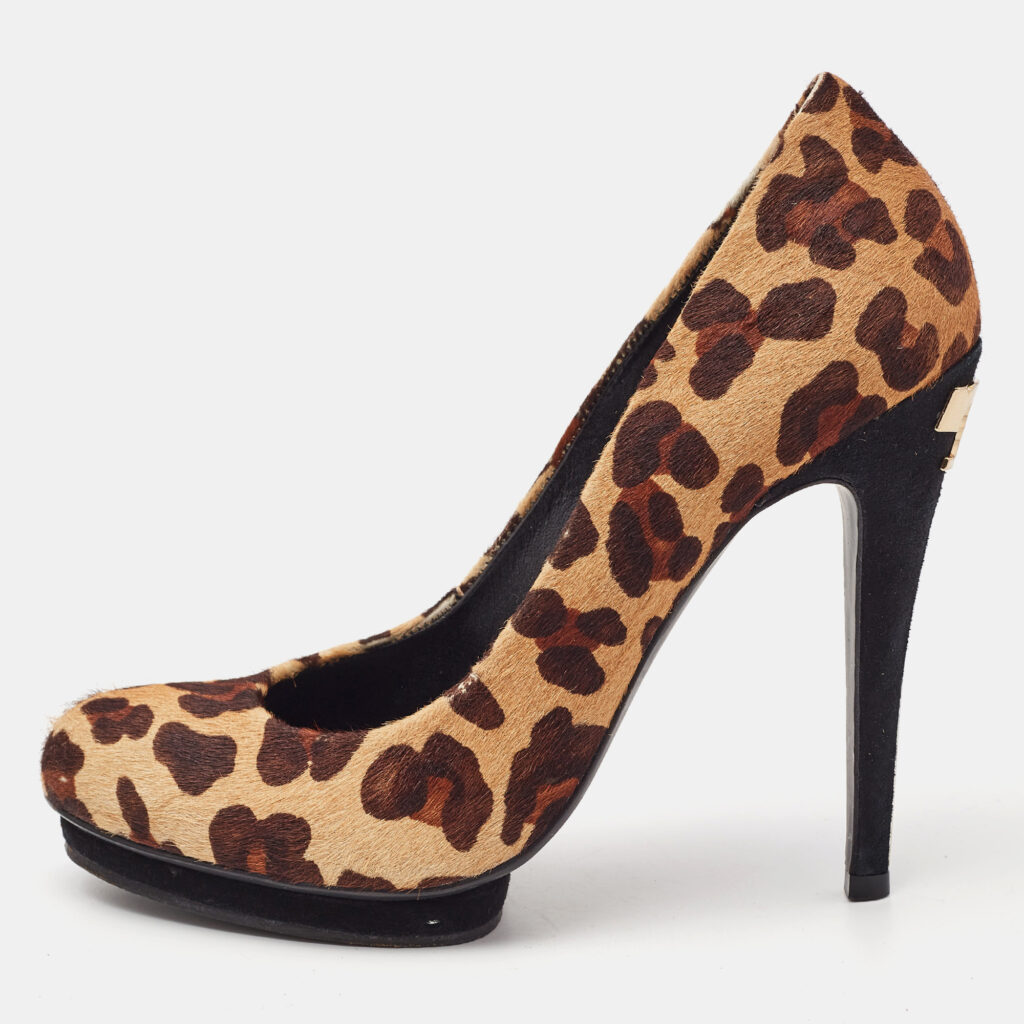 luxury-women-tory-burch-used-shoes-p1081250-010 Tory Burch Brown Leopard Print Round Toe Pumps Size 40.5