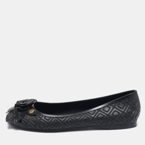 Tory Burch Black Jelly Blossom Ballet Flat Size 38.5