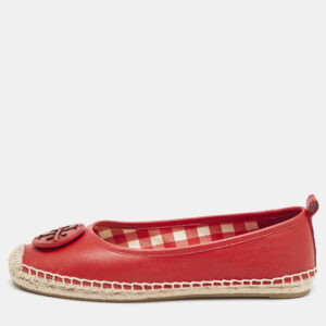Tory Burch Red Leather Minnie Ballet Flats Size 39