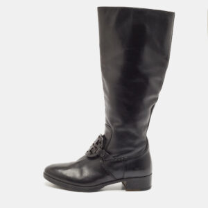 Tory Burch Black Leather Mid Calf Boots Size 39