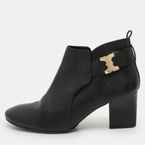 Tory Burch Black Leather Ankle Length Boots Size 41
