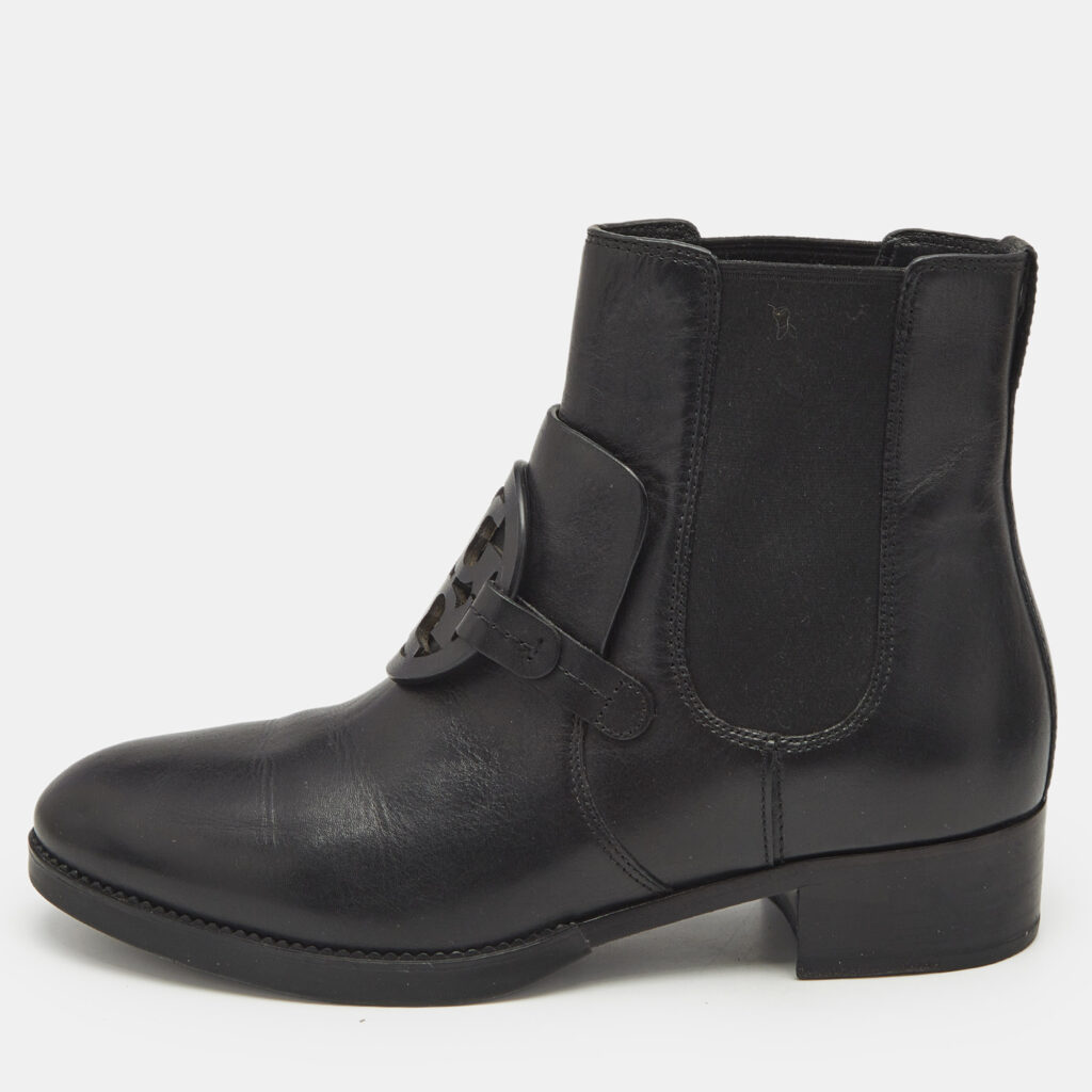 luxury-women-tory-burch-used-shoes-p1168337-001 Tory Burch Black Leather Miller Ankle Length Boots Size 39