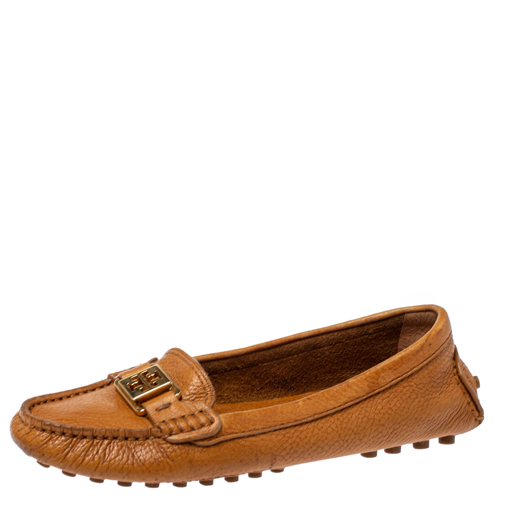 luxury-women-tory-burch-used-shoes-p367144-002 Tory Burch Brown Leather Driving Loafers Size 36.5