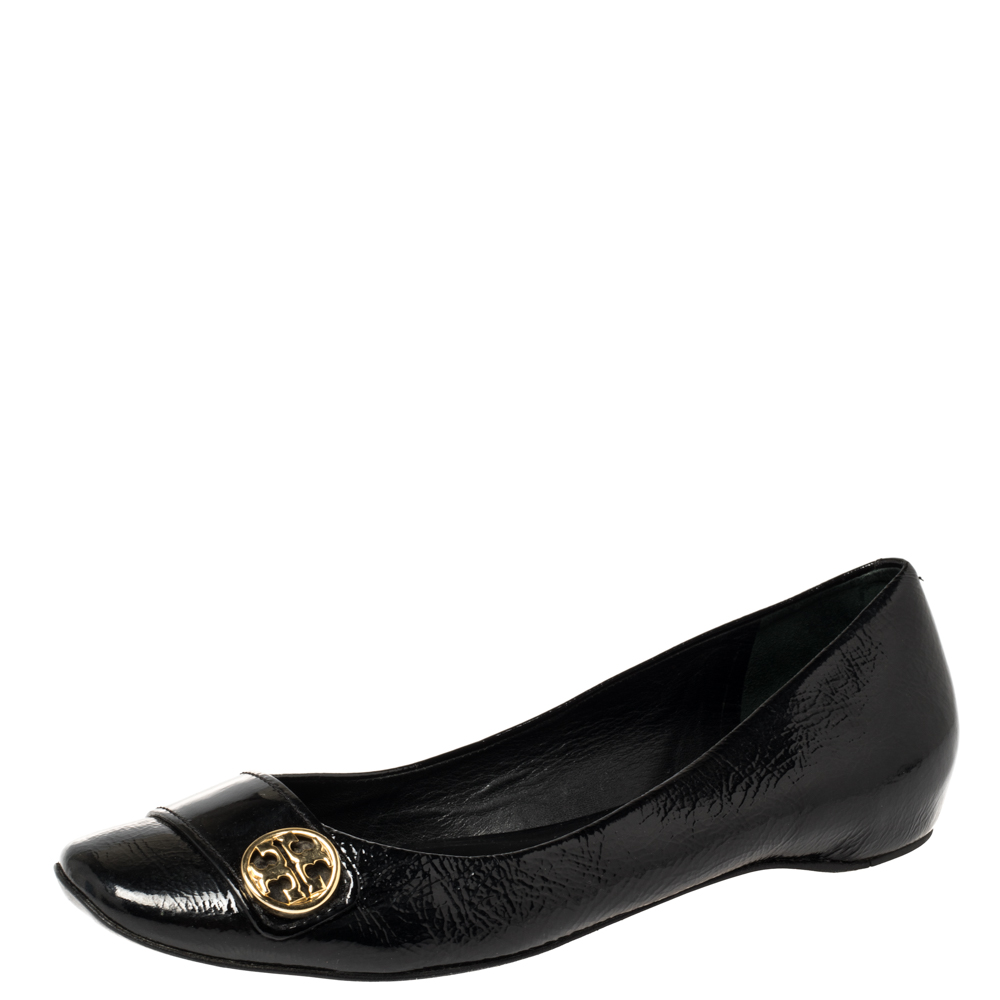 luxury-women-tory-burch-used-shoes-p367148-007 Tory Burch Black Patent Leather Andi Ballet Flats Size 39