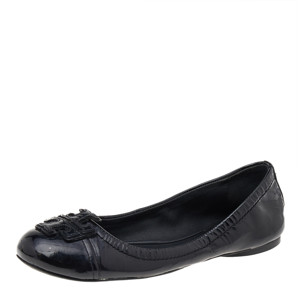 luxury-women-tory-burch-used-shoes-p541235-006-1 Tory Burch Black Patent Leather Flats Size 35