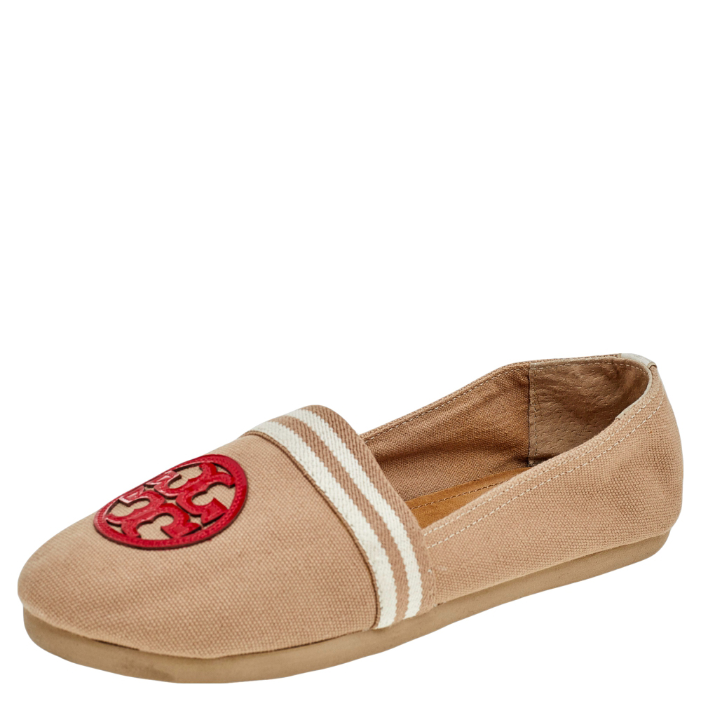 luxury-women-tory-burch-used-shoes-p559245-003-2 Tory Burch Multicolor Canvas and Patent Leather Espadrille Flats Size 37.5