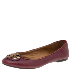 Tory Burch Burgundy Leather Ballet Flats Size 39.5