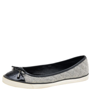 Tory Burch Grey Wool And Patent Leather Flats Size 37.5
