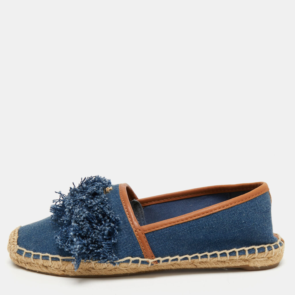 luxury-women-tory-burch-used-shoes-p744409-001 Tory Burch Blue Denim Shaw Espadrilles Flats Size 36.5