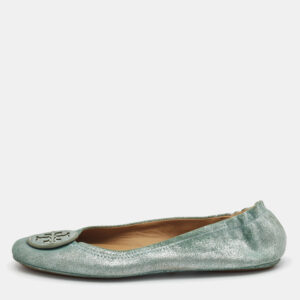 Tory Burch Metallic Suede Minnie Ballet Flats Size 40