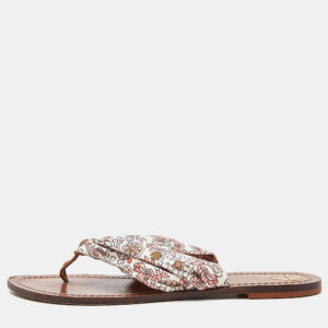 Tory Burch Multicolor Print Satin Carson Thong Sandals Size 41