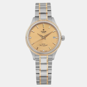 Tudor Champagne Diamond Yellow Gold Stainless Steel Style 12303-0004 Automatic Women's Wristwatch 34 mm