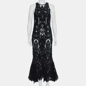 Jonathan Simkhai Black Lace & Tulle Mermaid Sheer Gown M