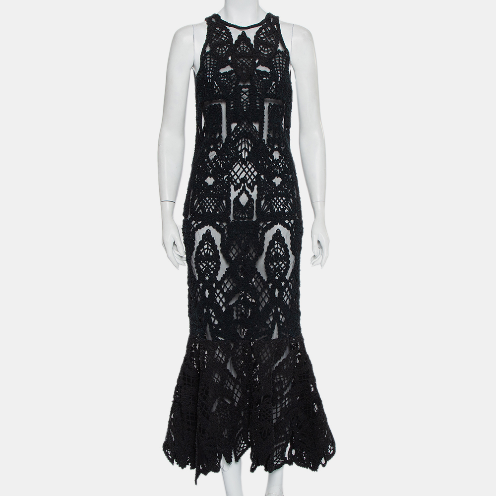 luxury-women-used-clothes-p431448-010 Jonathan Simkhai Black Lace & Tulle Mermaid Sheer Gown M