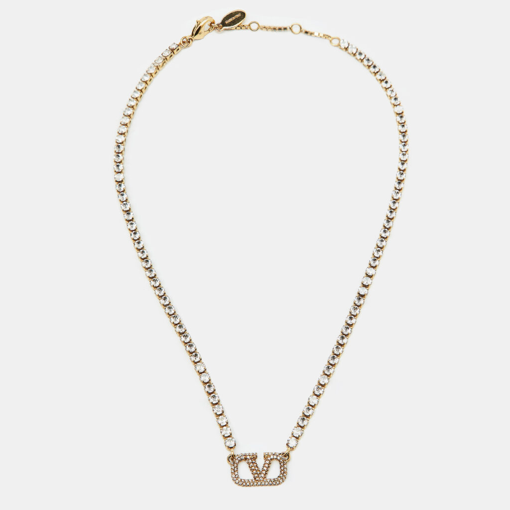 luxury-women-valentino-new-accessories-p1075434-004 Valentino VLogo Signature Crystals Gold Tone Necklace