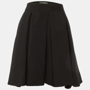Valentino Black Wool Pleated Mini Skirt M