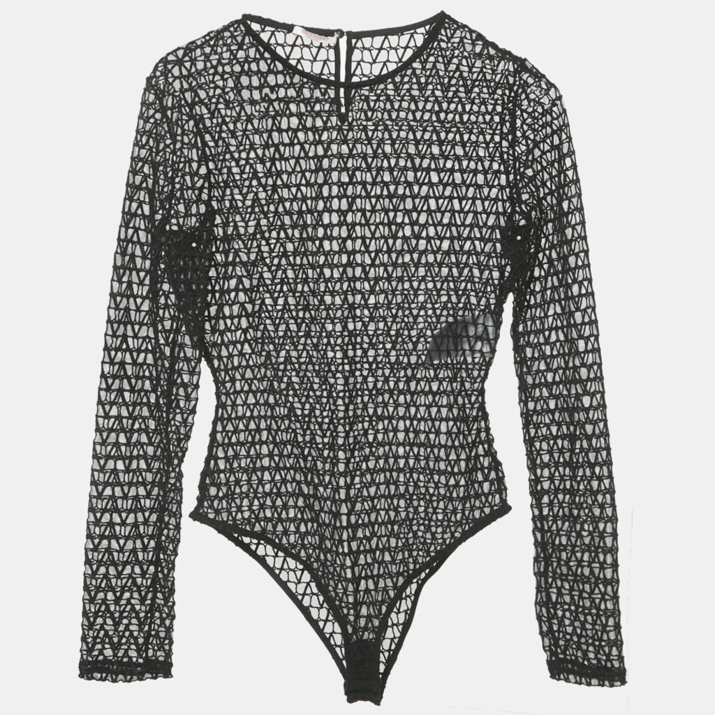luxury-women-valentino-new-clothes-p1163196-007.jpg Valentino Black Mesh Toile Iconographe Bodysuit M