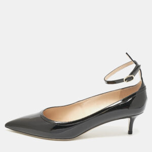 Valentino Black Patent Leather Pointed Toe Ankle Strap Pumps Size 40.5
