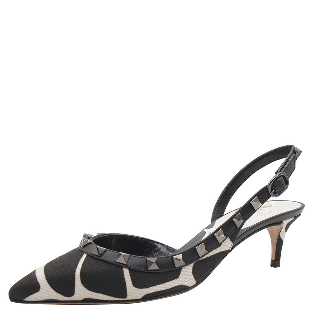 luxury-women-valentino-new-shoes-p517848-001-2 Valentino As Sample/Nero ROCKSTUD Slingback Pumps Size EU 40