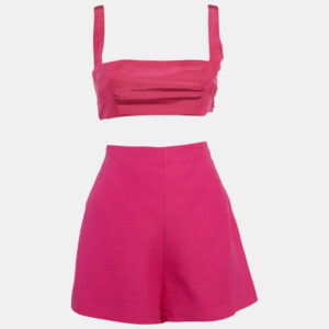 Valentino Pink Silk and Wool Blend Top and Shorts Set S/M