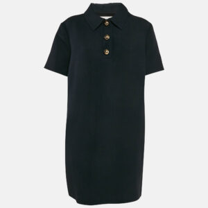 Valentino Navy Blue Wool Blend Polo Collar Mini Dress XL