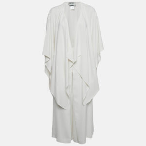 Valentino White Crepe Wide Leg Trousers and Cape Shrug Set S/One Size