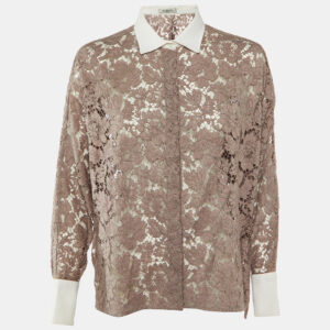 Valentino Purple Lace Button Front Top L