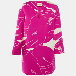 Valentino Pink Printed Stud Detail Silk Mini Dress M