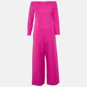 Valentino Pink Wool Blend Off-Shoulder Jumpsuit S