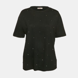 Valentino Black Jersey Rockstud Embellished T-Shirt L