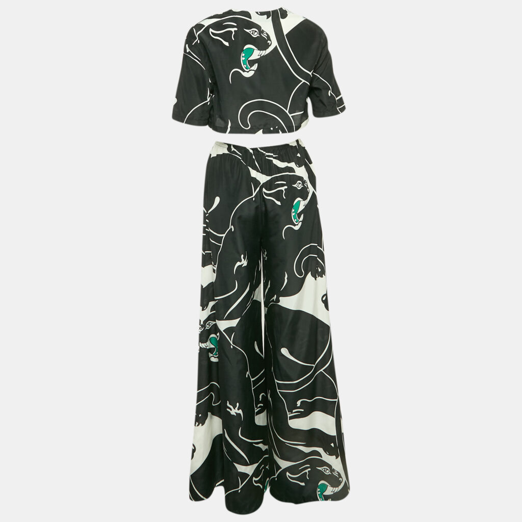 luxury-women-valentino-used-clothes-p1149148-004.jpg Valentino Black/White Printed Cotton Blend Top and Trousers Set S