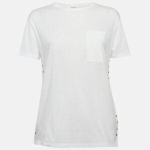 Valentino White Rockstud Detail Jersey T-Shirt XS