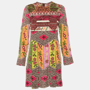 Valentino Multicolor Printed Silk Mini Dress S