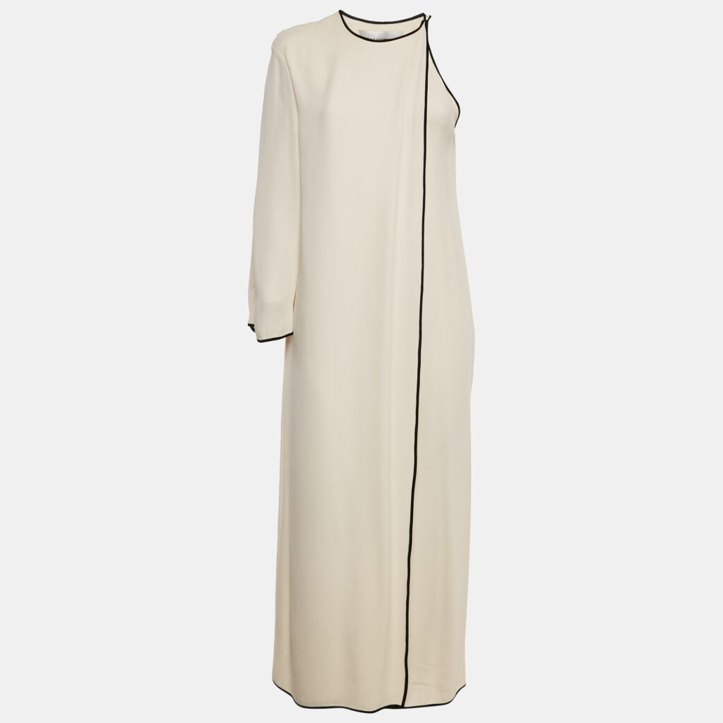 Valentino Cream Silk Asymmetric Long Dress M