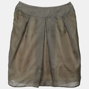 Valentino Grey Silk Pleat Detail Skirt L