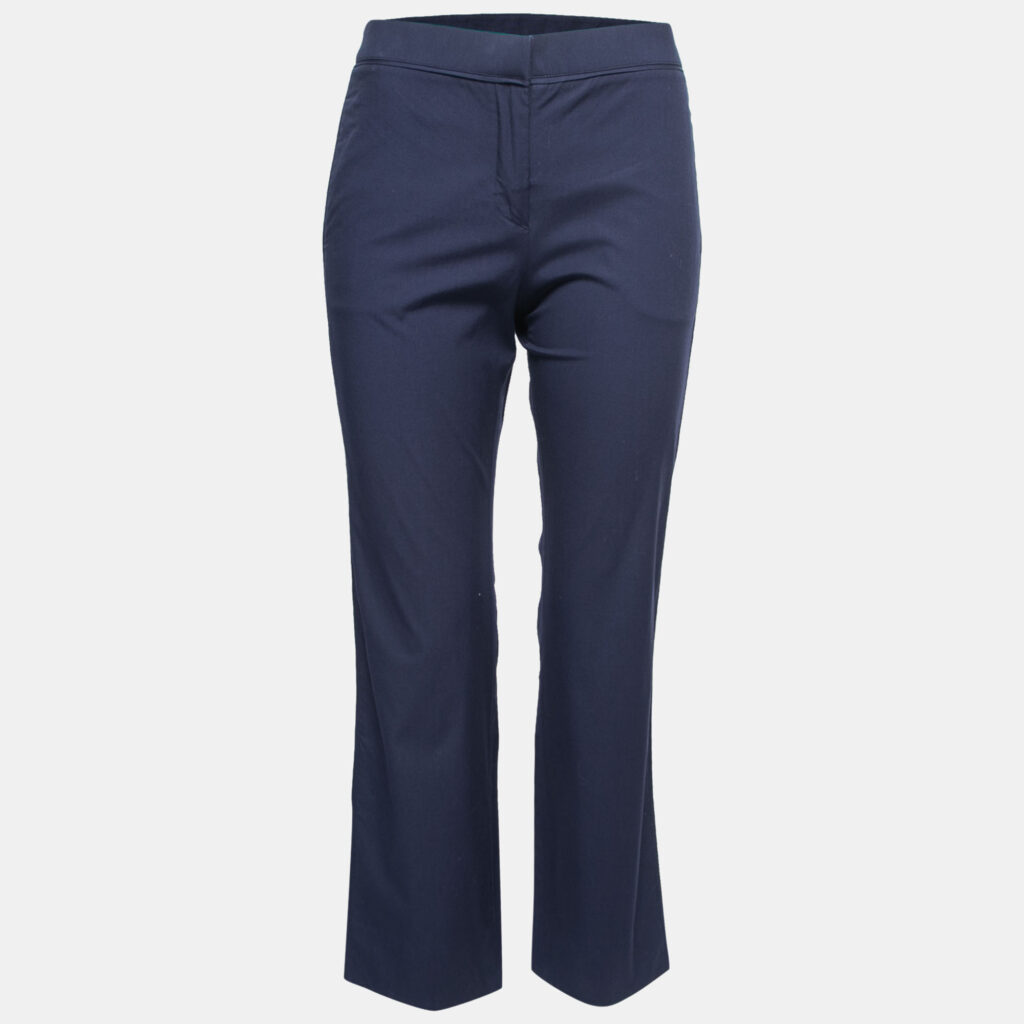 luxury-women-valentino-used-clothes-p759480-001 Valentino Navy Blue Cotton Straight Leg Ankle Length Pants S