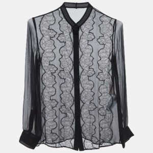 Valentino Black Silk & Lace Blouse S