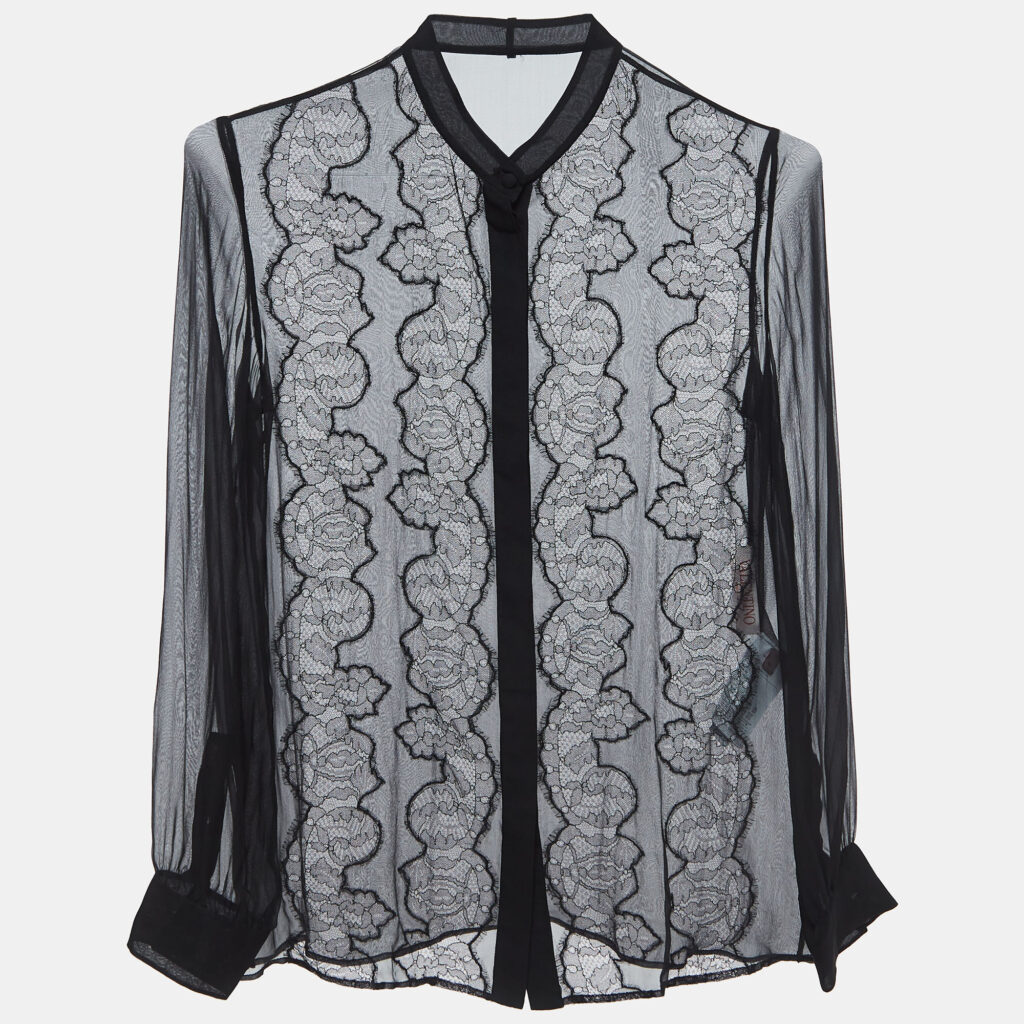 luxury-women-valentino-used-clothes-p916499-006 Valentino Black Silk & Lace Blouse S