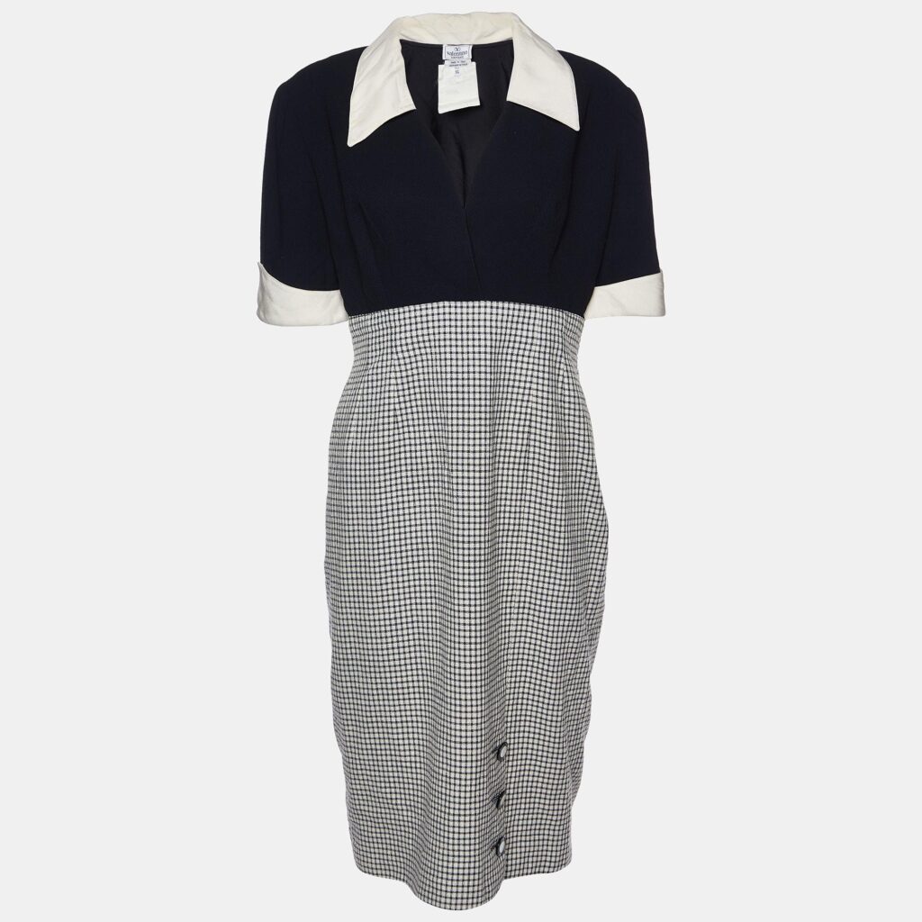 luxury-women-valentino-used-clothes-p985259-004 Valentino Boutique Vintage Black Wool Midi Dress XL