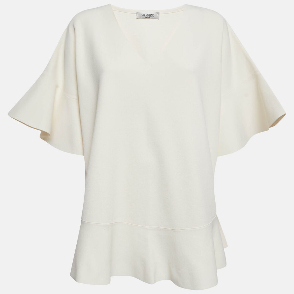 luxury-women-valentino-used-clothes-p985310-001 Valentino Off-White Knit Oversized Top M