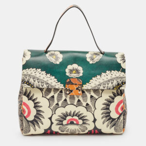 valentino multicolor floral print leather mime top handle bag