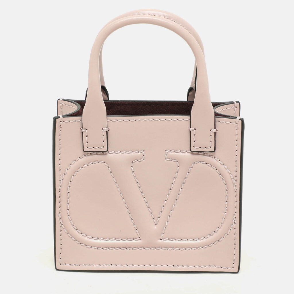 luxury-women-valentino-used-handbags-p1141575-012 Valentino Garavani Blush Pink Leather Mini VLogo Walk Pouch