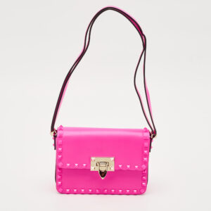 Valentino Pink Leather Rockstud Flap Shoulder Bag