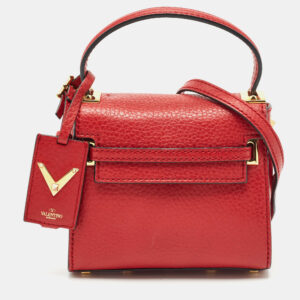 Valentino Red Leather Mini My Rockstud Top Handle Bag