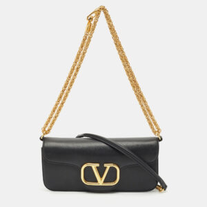 Valentino Black Leather Loco Flap Shoulder Bag
