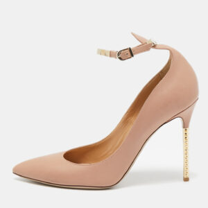 Valentino Beige Leather Ankle Strap Pointed Toe Pumps Size 40