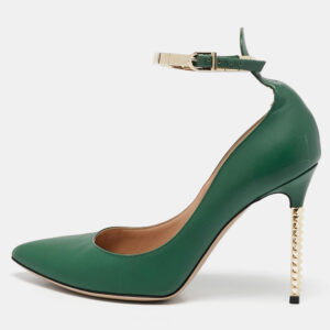 Valentino Green Leather Pointed Toe Ankle Strap Pumps Size 36