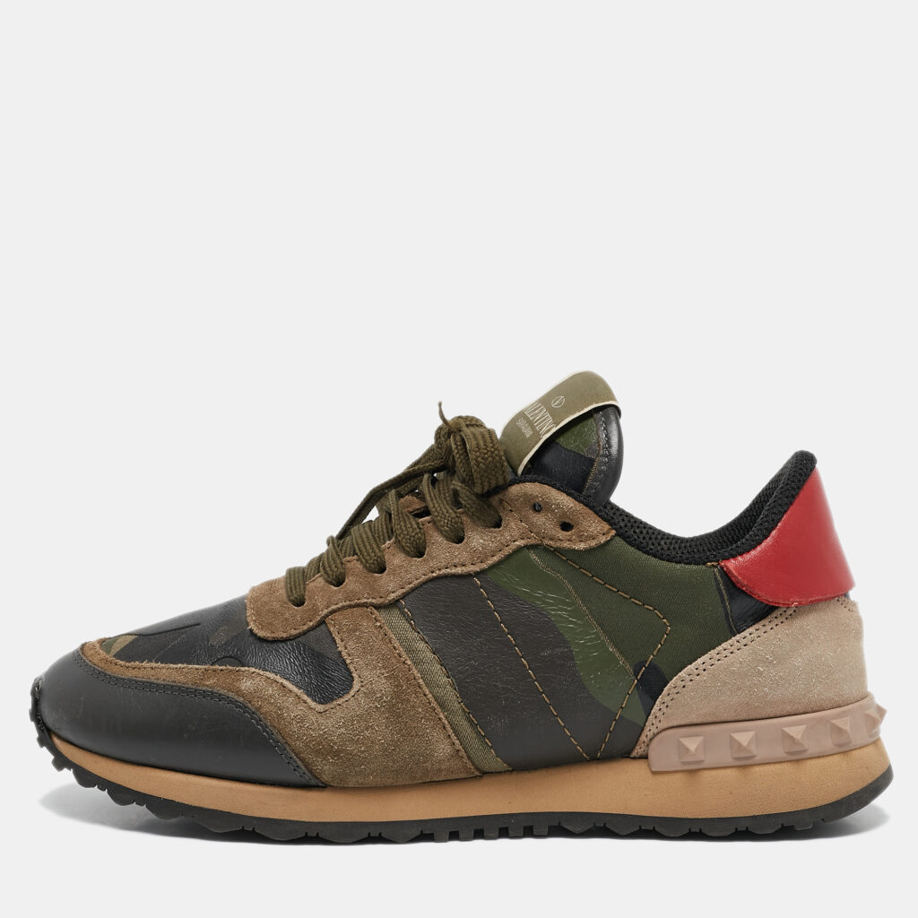 Valentino Multicolor Leather and Suede Rockrunner Low Top Sneakers Size 37