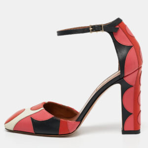Valentino Multicolor Leather Carmen Square-Toe Ankle Strap Pumps Size 38