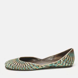 Valentino Multicolor Leather and Lurex Fabric Ballet Flats Size 38